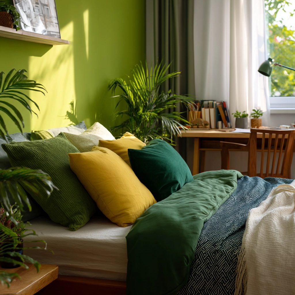 cozy bedroom green 51