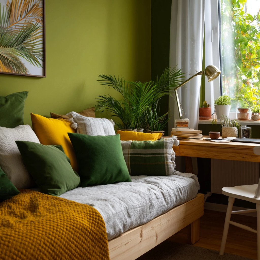 cozy bedroom green 52