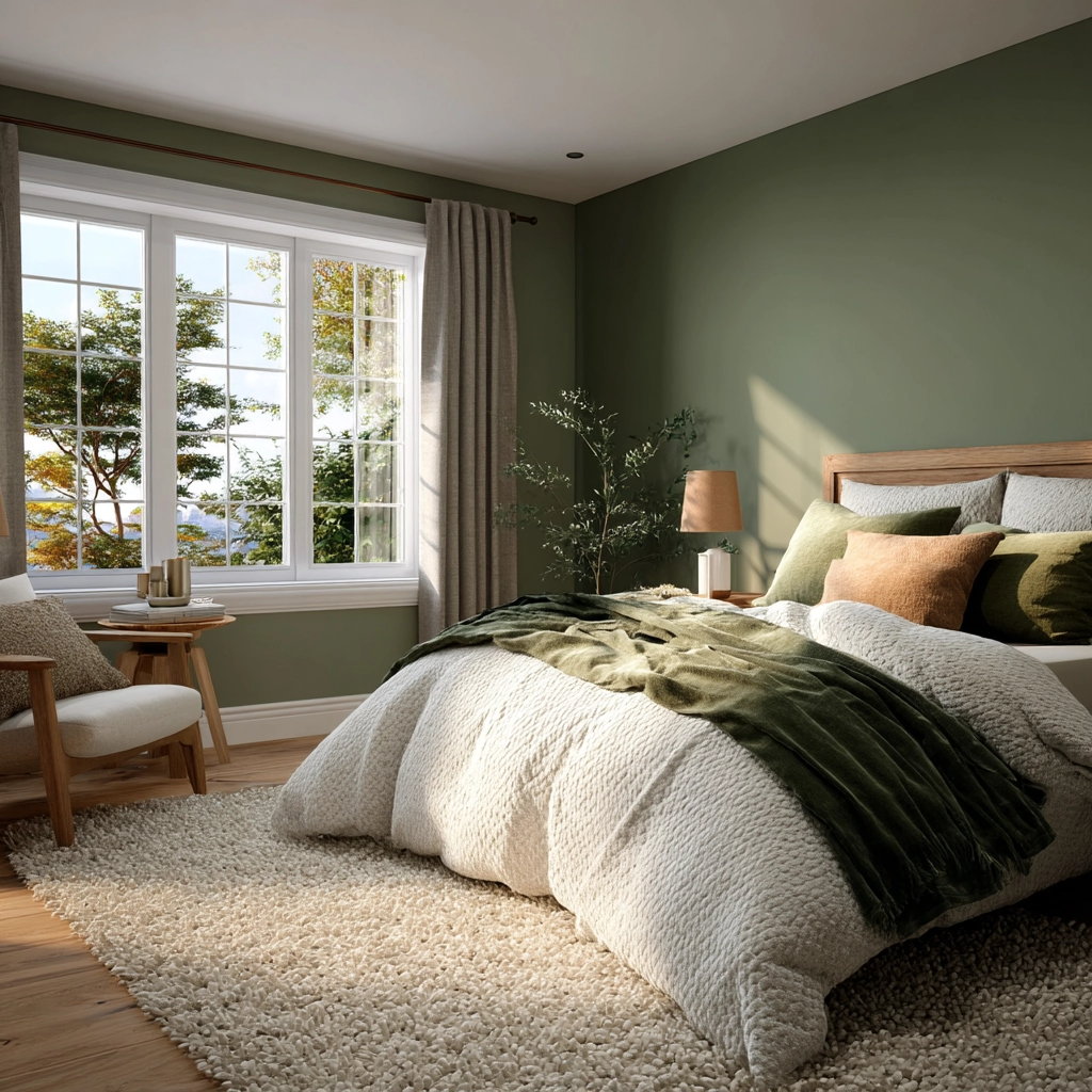 cozy bedroom green 57