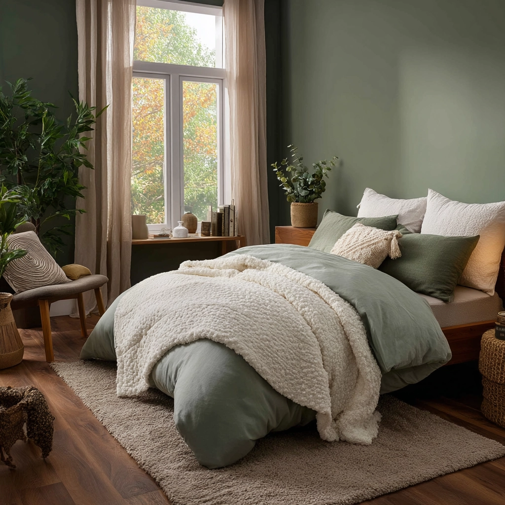 cozy bedroom green 59