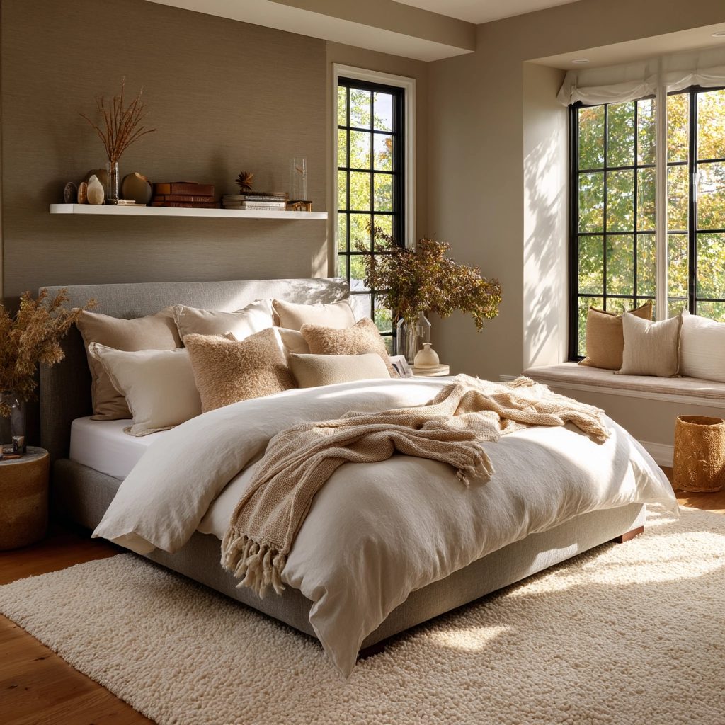 cozy neutral bedroom 13