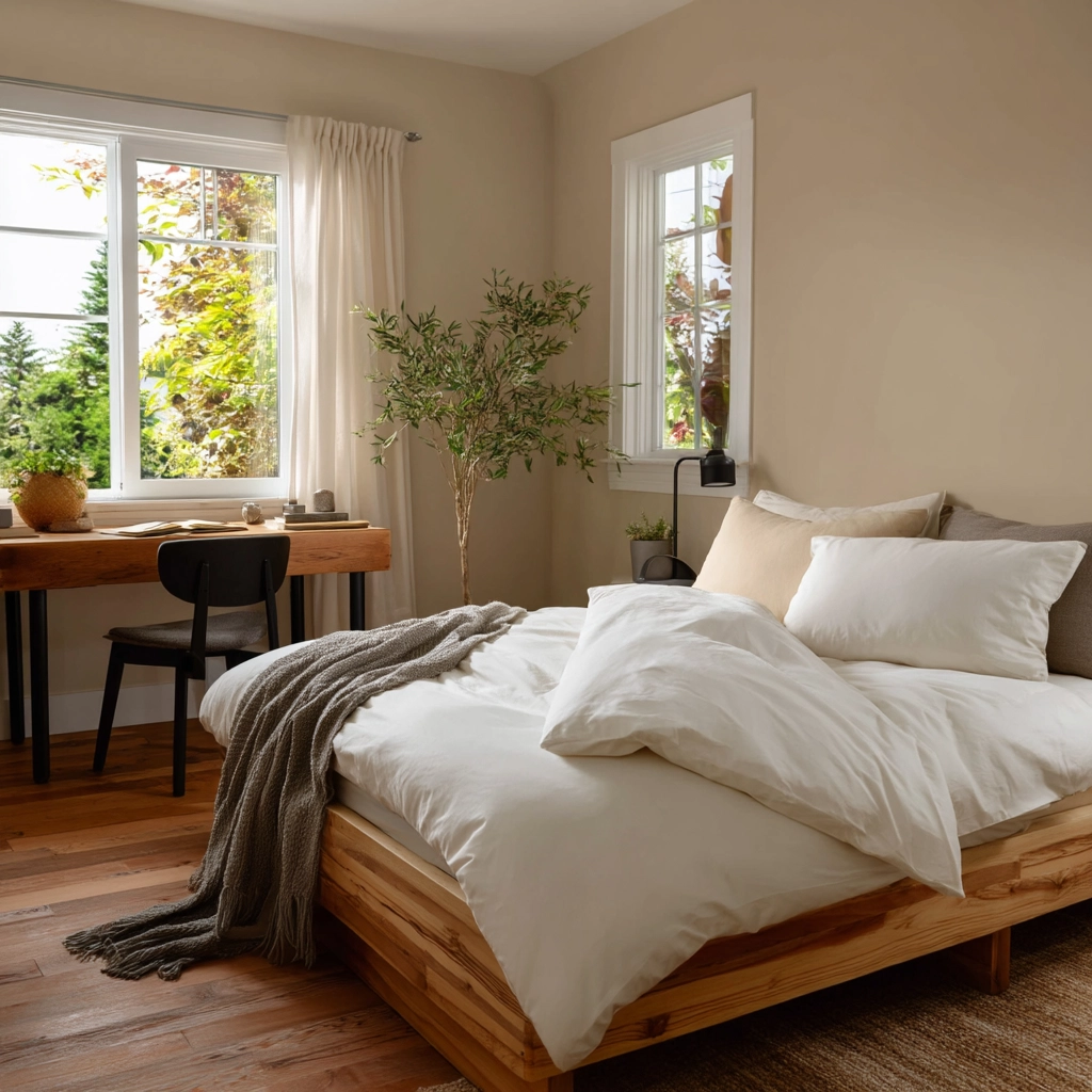 cozy neutral bedroom 17