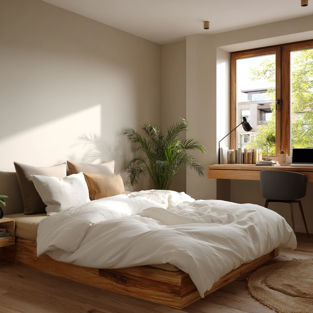 cozy neutral bedroom 19