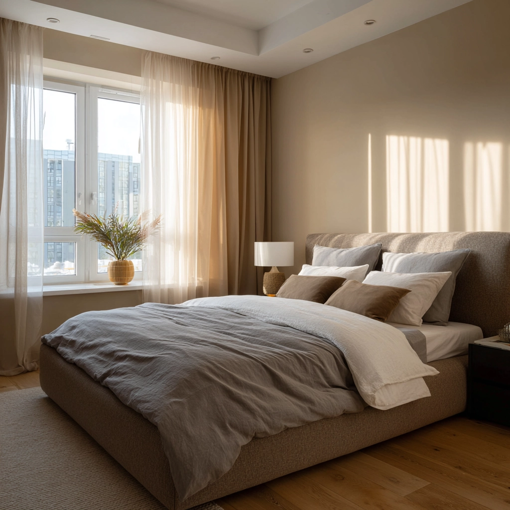 cozy neutral bedroom 37
