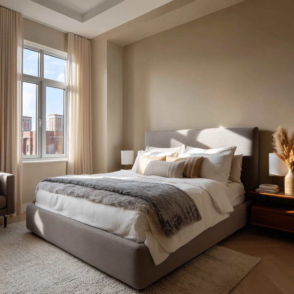 cozy neutral bedroom 39