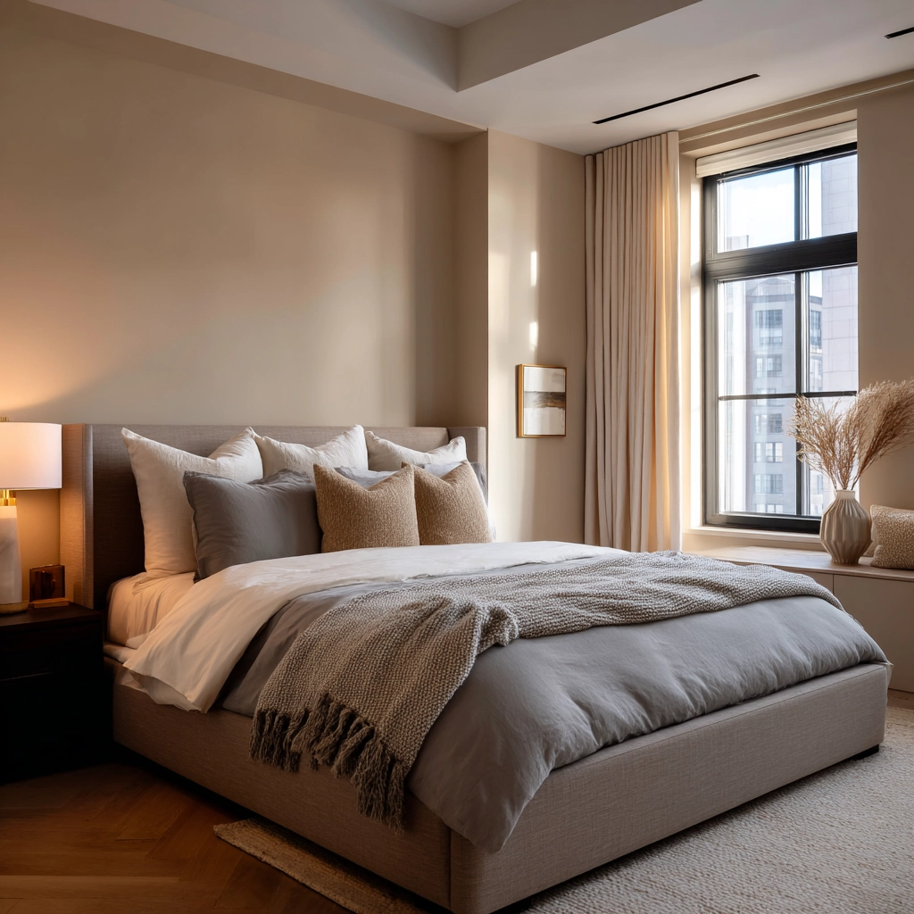 cozy neutral bedroom 40