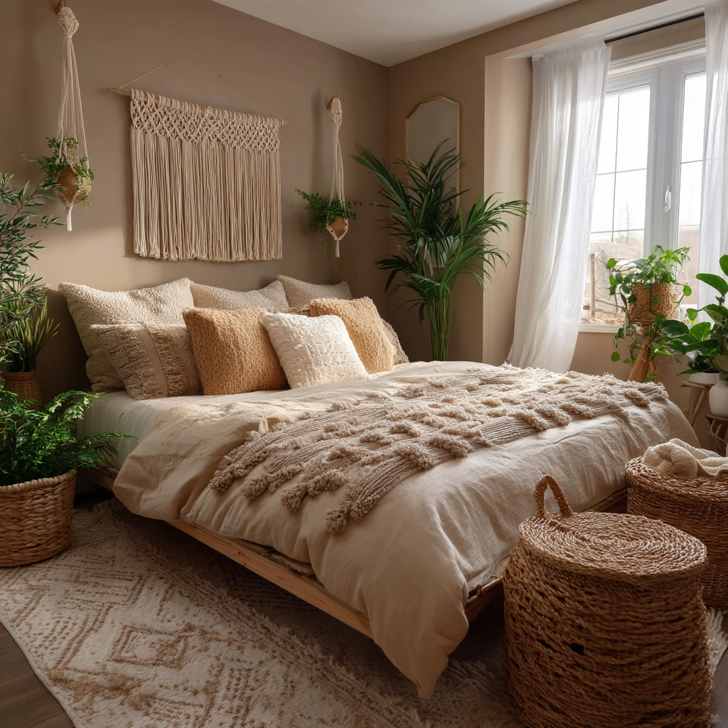 cozy neutral bedroom 44