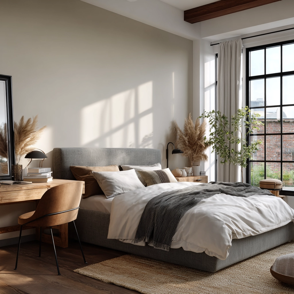 cozy neutral bedroom 49