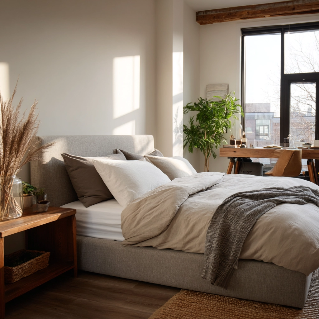 cozy neutral bedroom 52