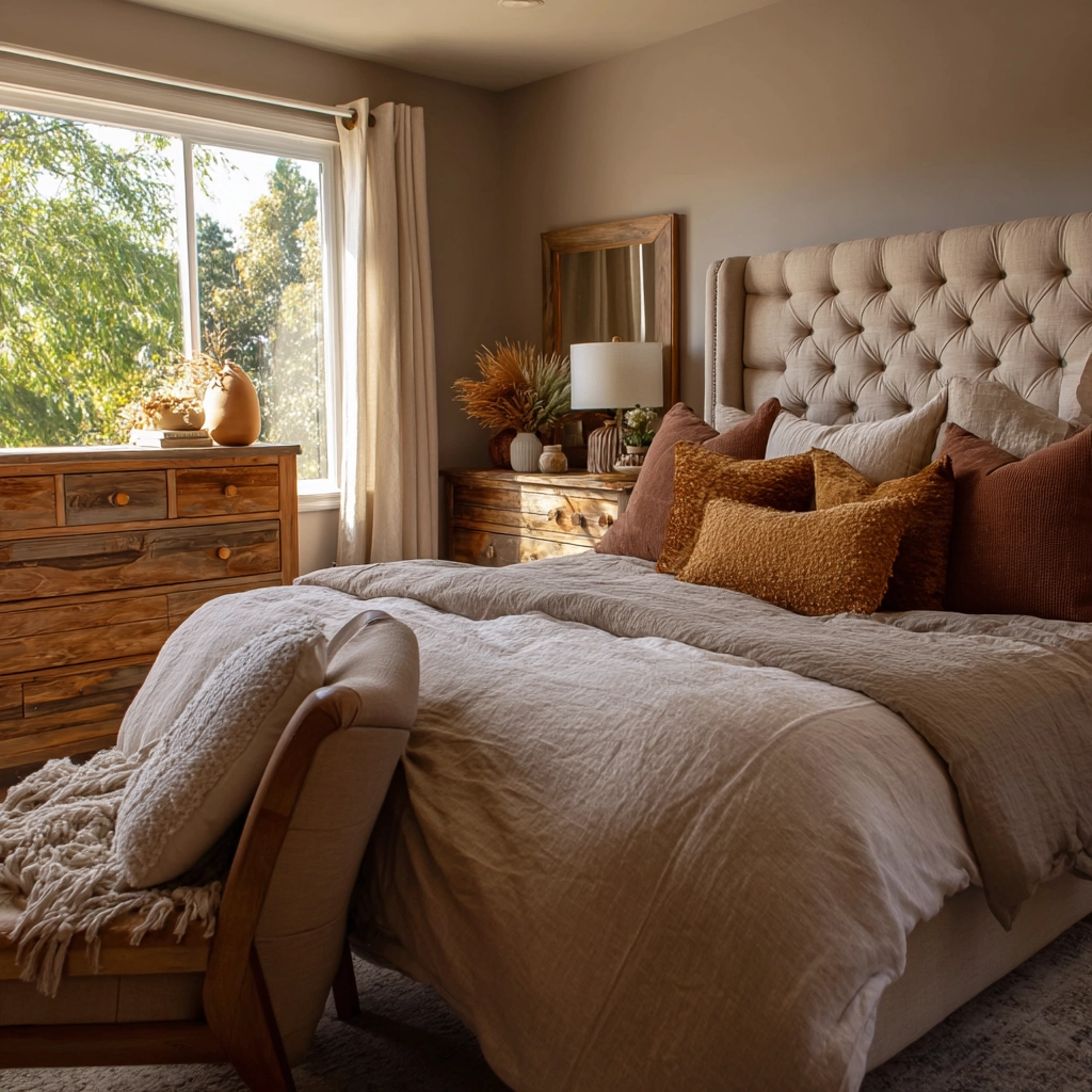 cozy neutral bedroom 56