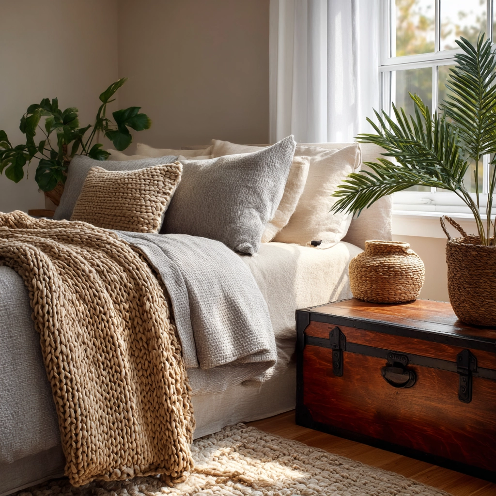cozy neutral bedroom 58