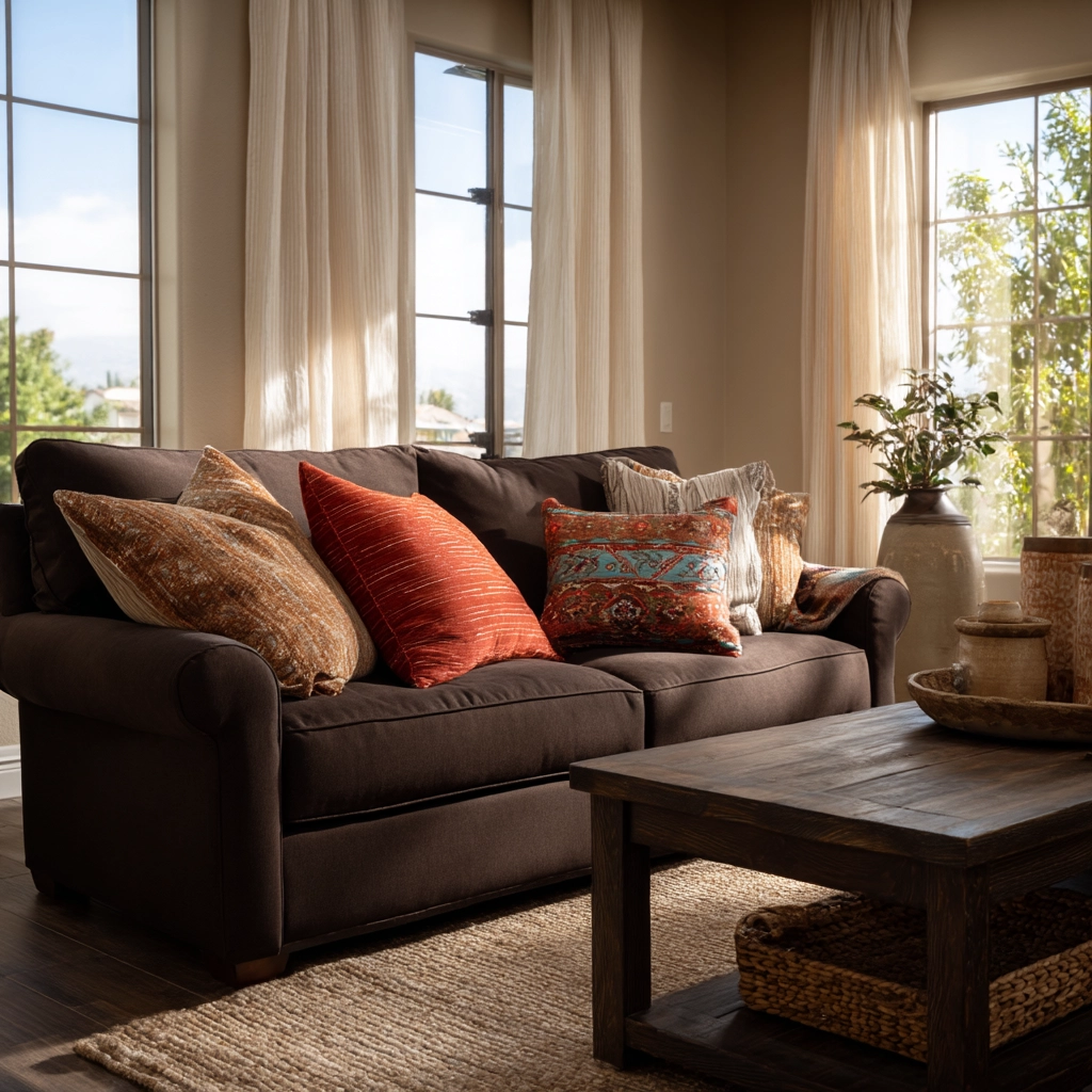 dark brown couch living room ideas 1