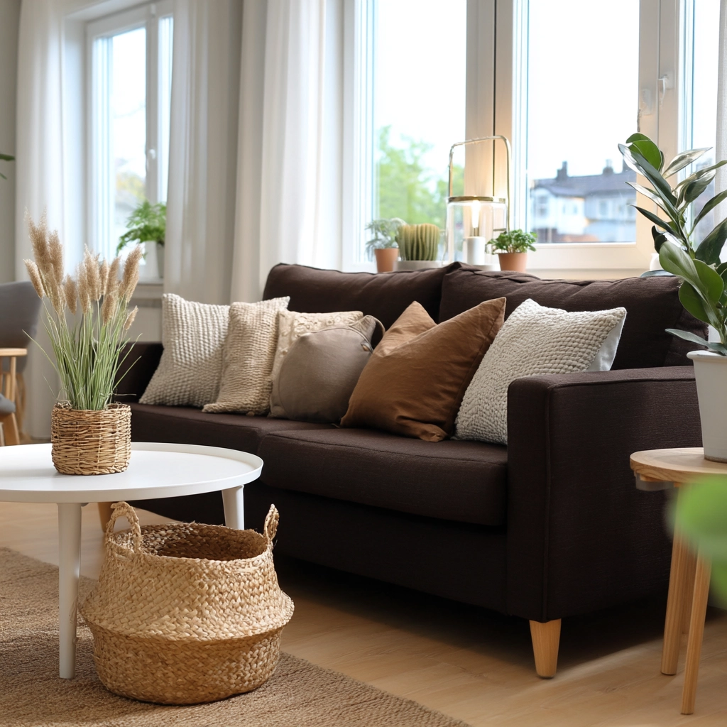 dark brown couch living room ideas 15