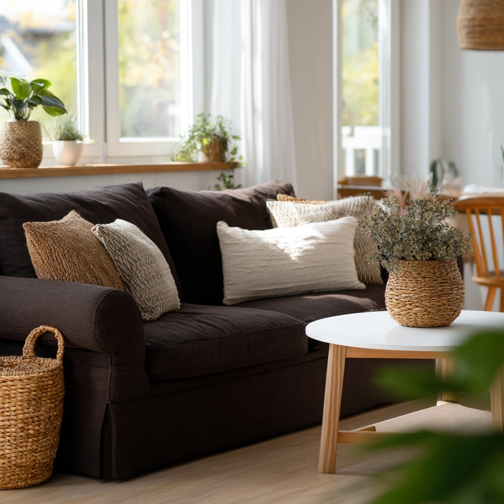 dark brown couch living room ideas 16