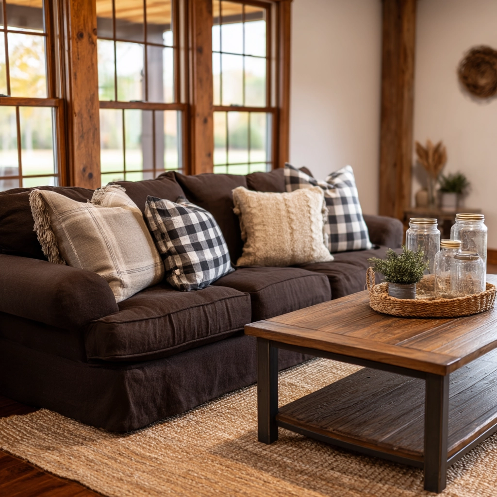 dark brown couch living room ideas 19