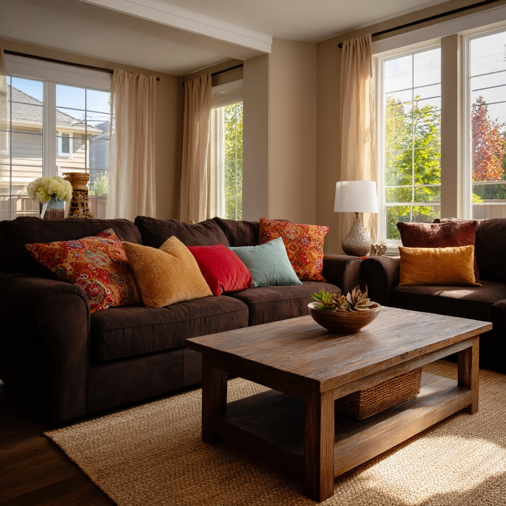dark brown couch living room ideas 2