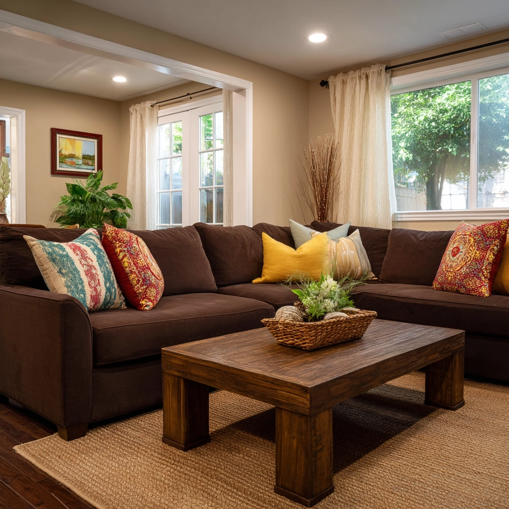 dark brown couch living room ideas 4