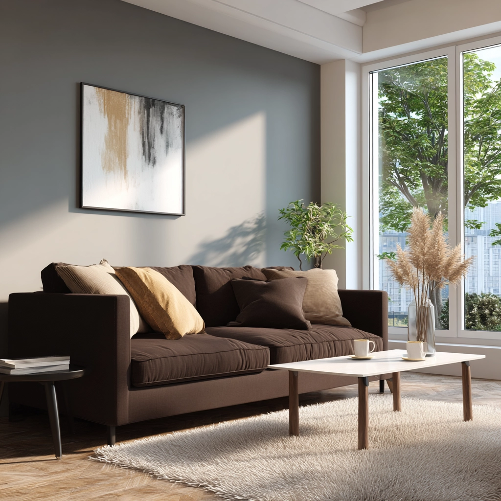 dark brown couch living room ideas 8