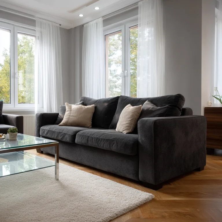 dark gray couch living room 1