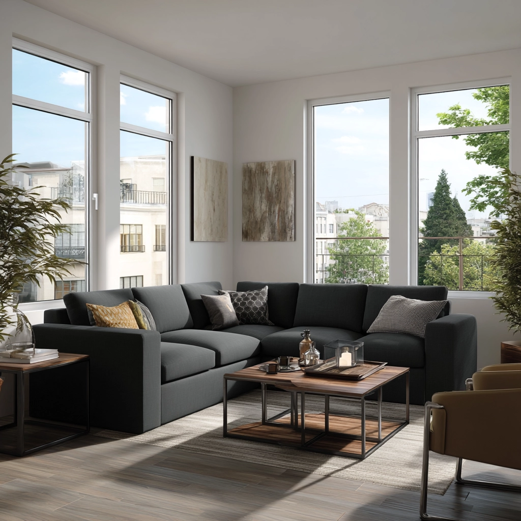 dark gray couch living room 40