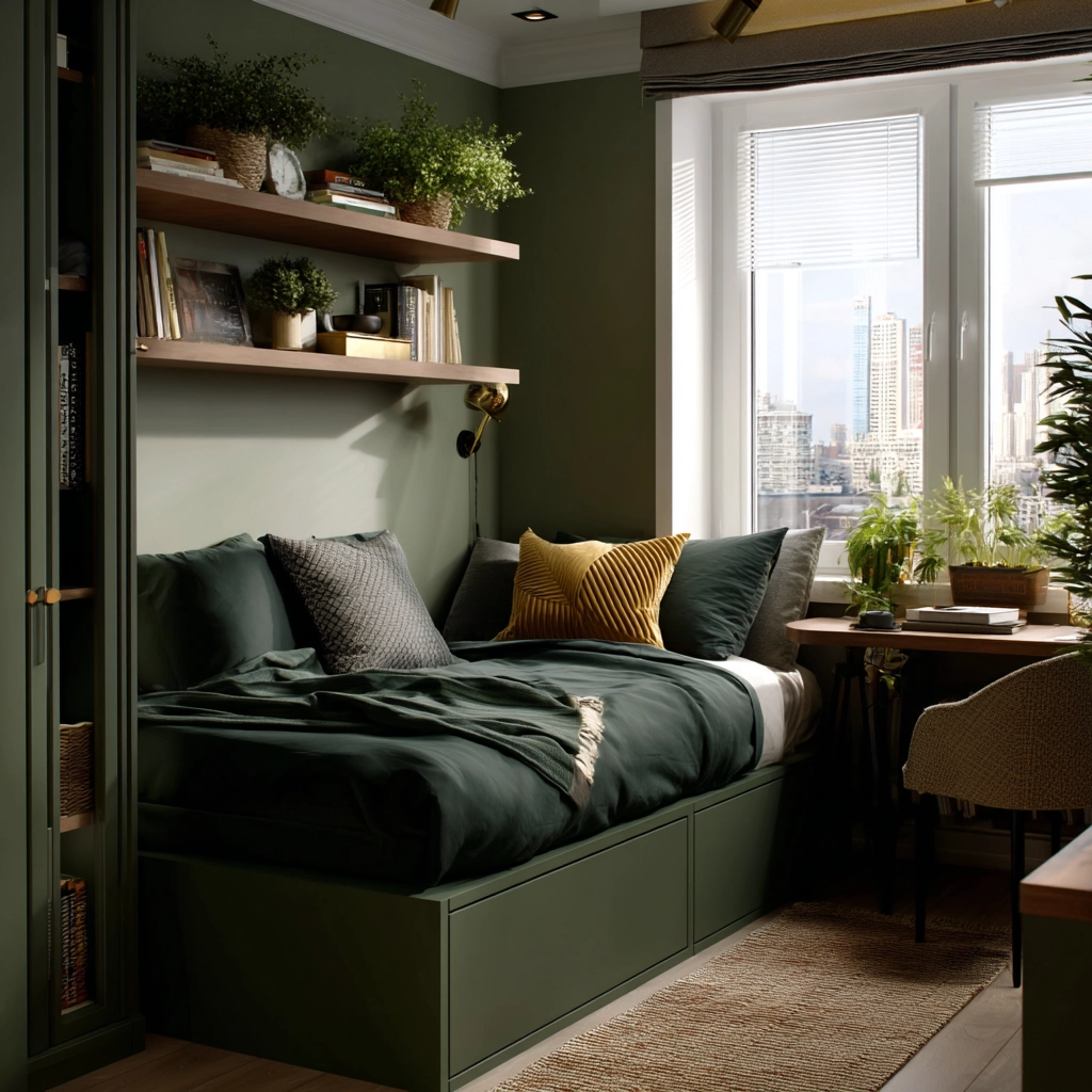 dark green bedroom 34