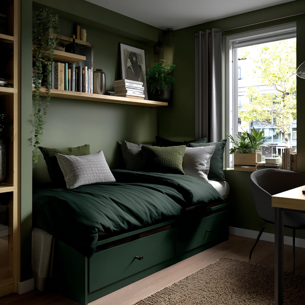 dark green bedroom 36