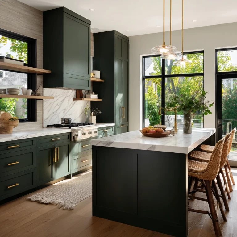 dark green kitchen cabinets 1