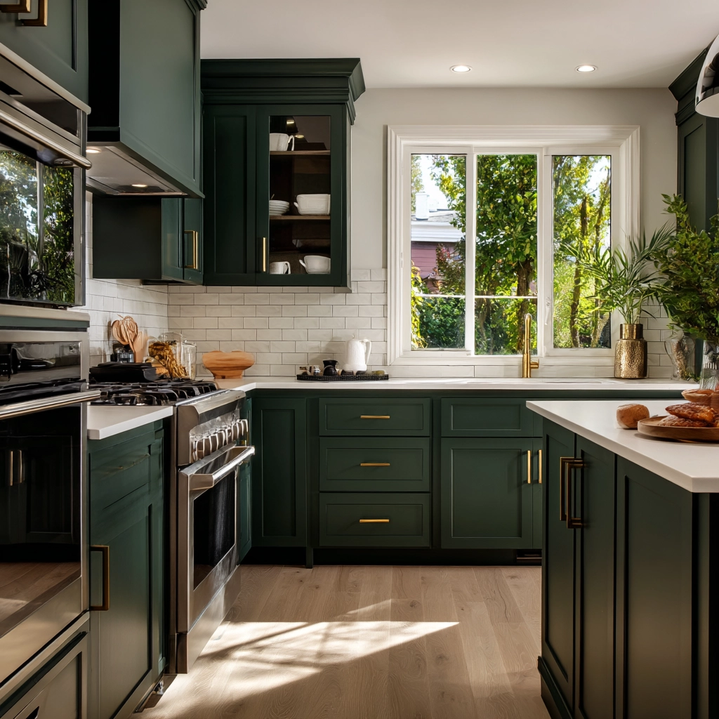 dark green kitchen cabinets 10
