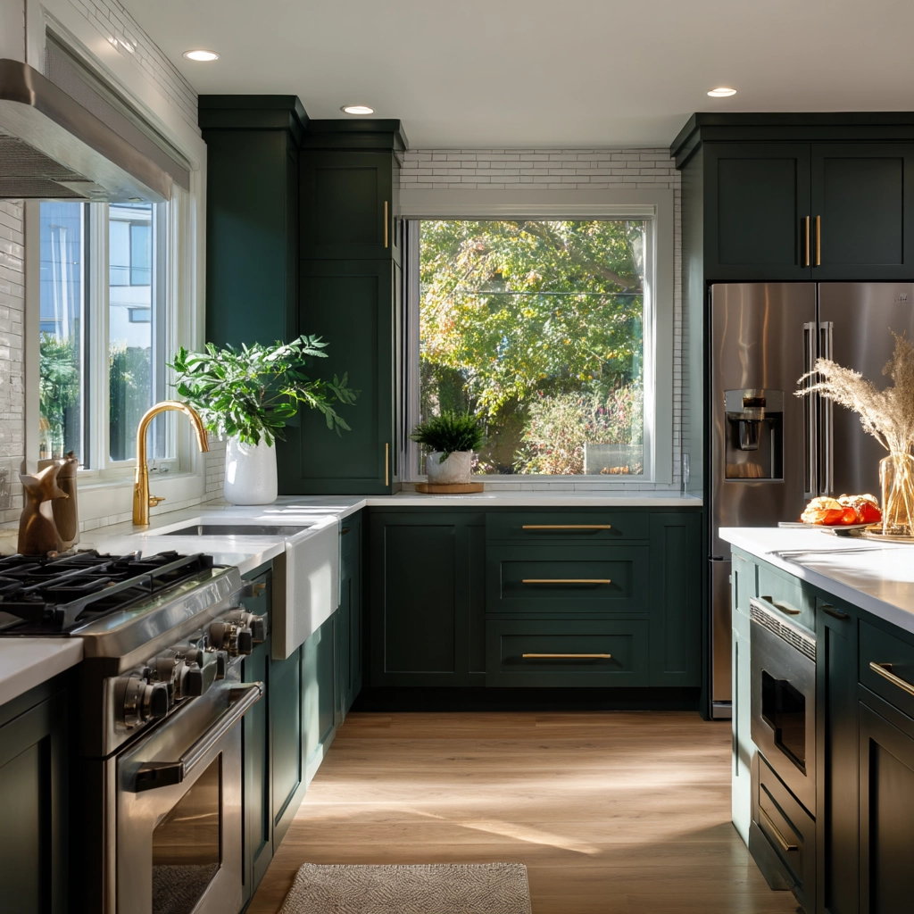 dark green kitchen cabinets 12