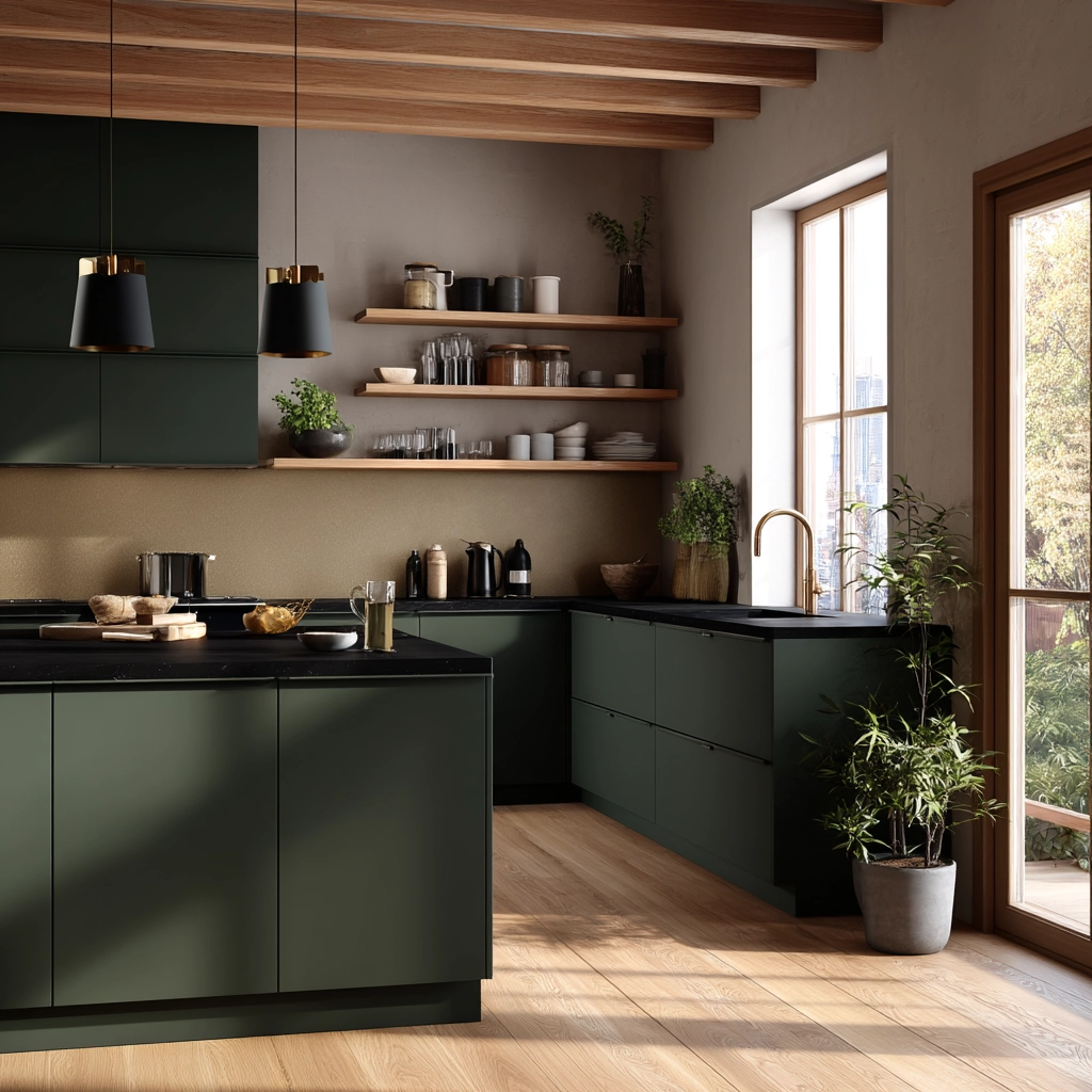 dark green kitchen cabinets 13