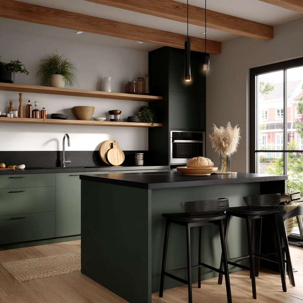 dark green kitchen cabinets 14