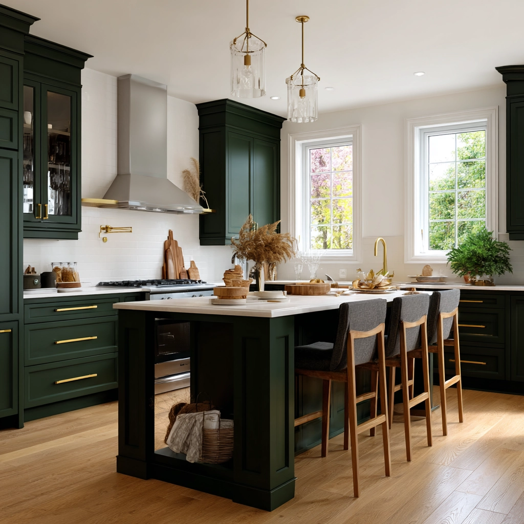 dark green kitchen cabinets 25