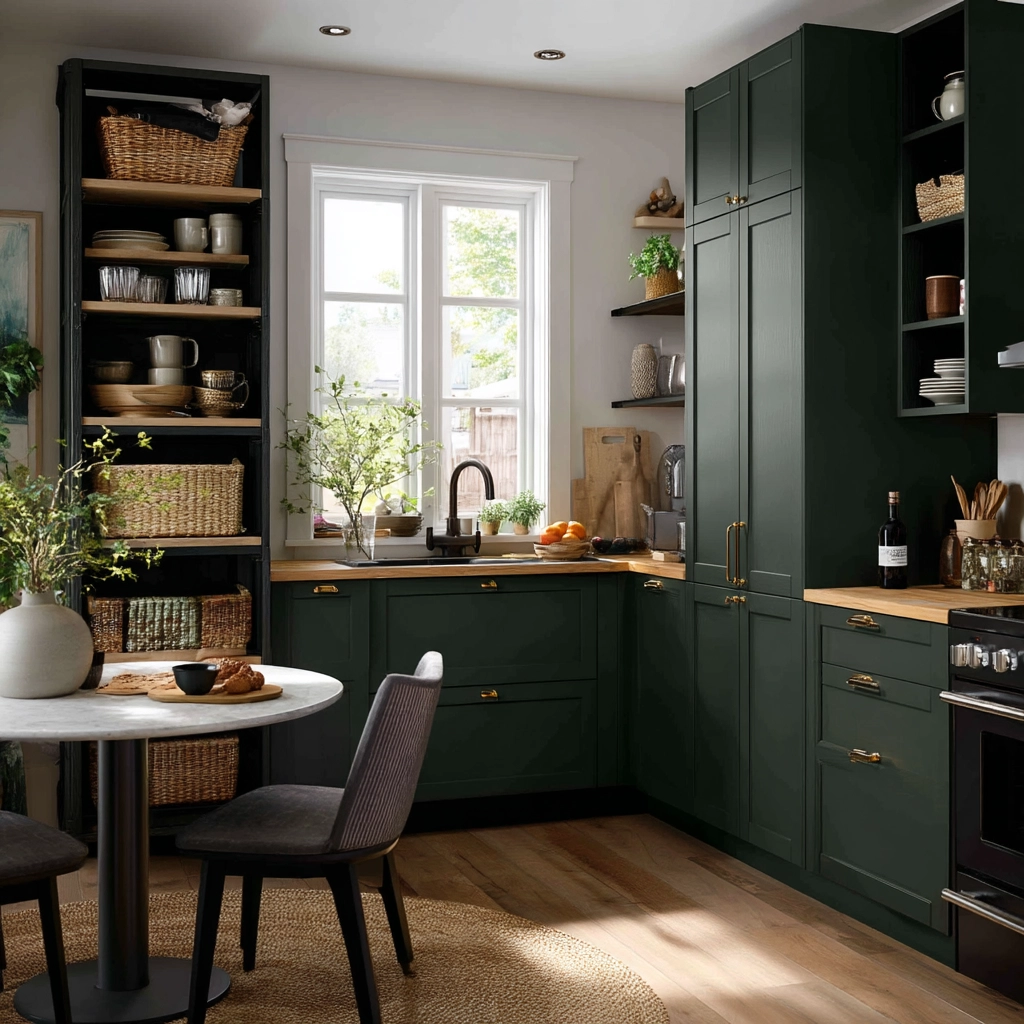 dark green kitchen cabinets 29