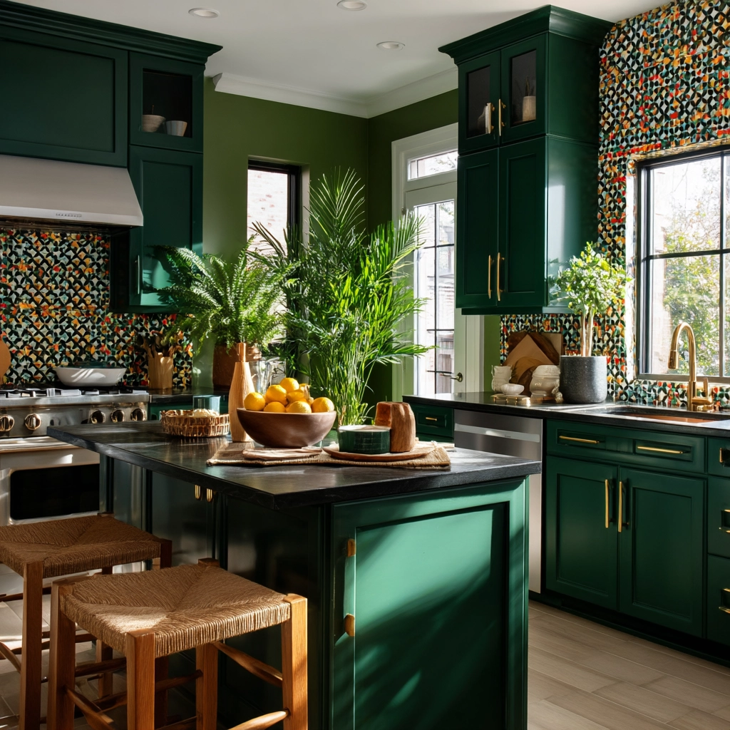 dark green kitchen cabinets 34
