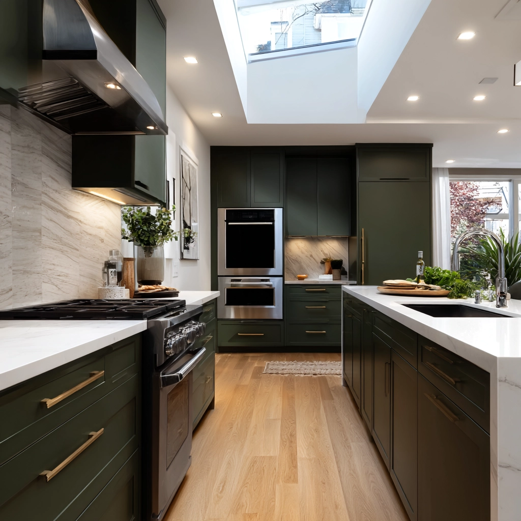 dark green kitchen cabinets 38