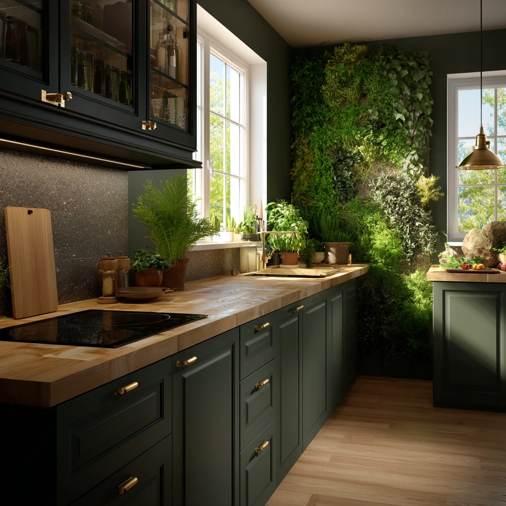 dark green kitchen cabinets 49