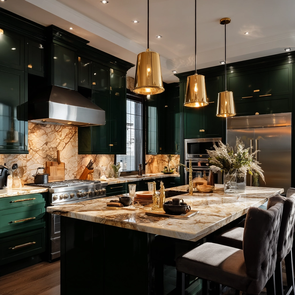 dark green kitchen cabinets 55