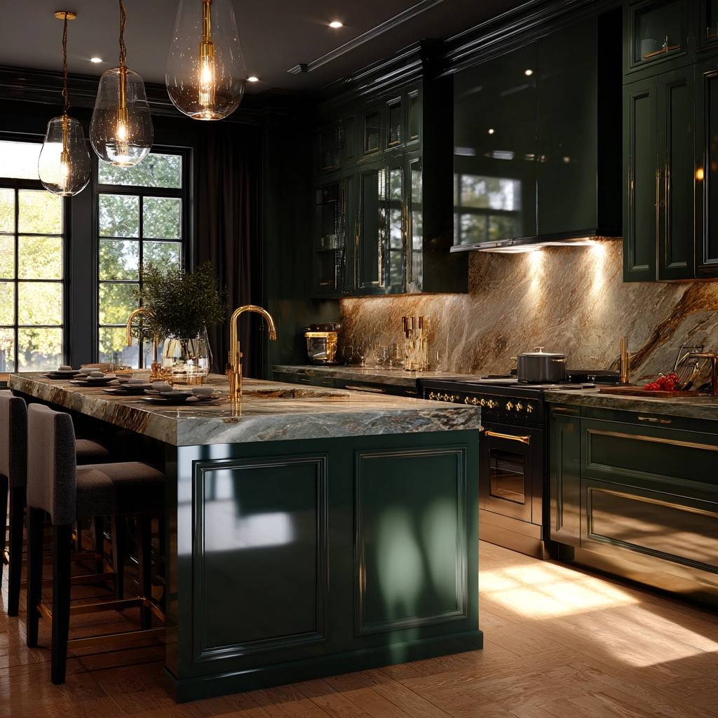 dark green kitchen cabinets 56
