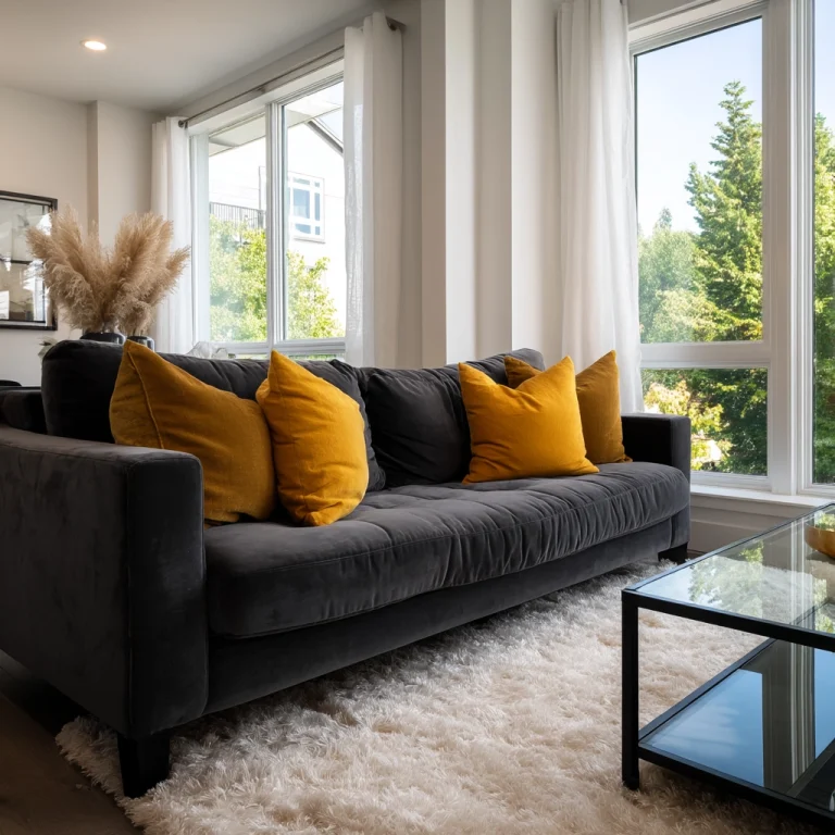 dark grey couch living room 1