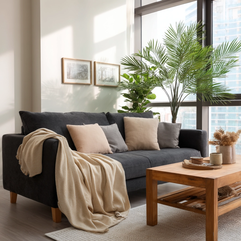 dark grey couch living room 11