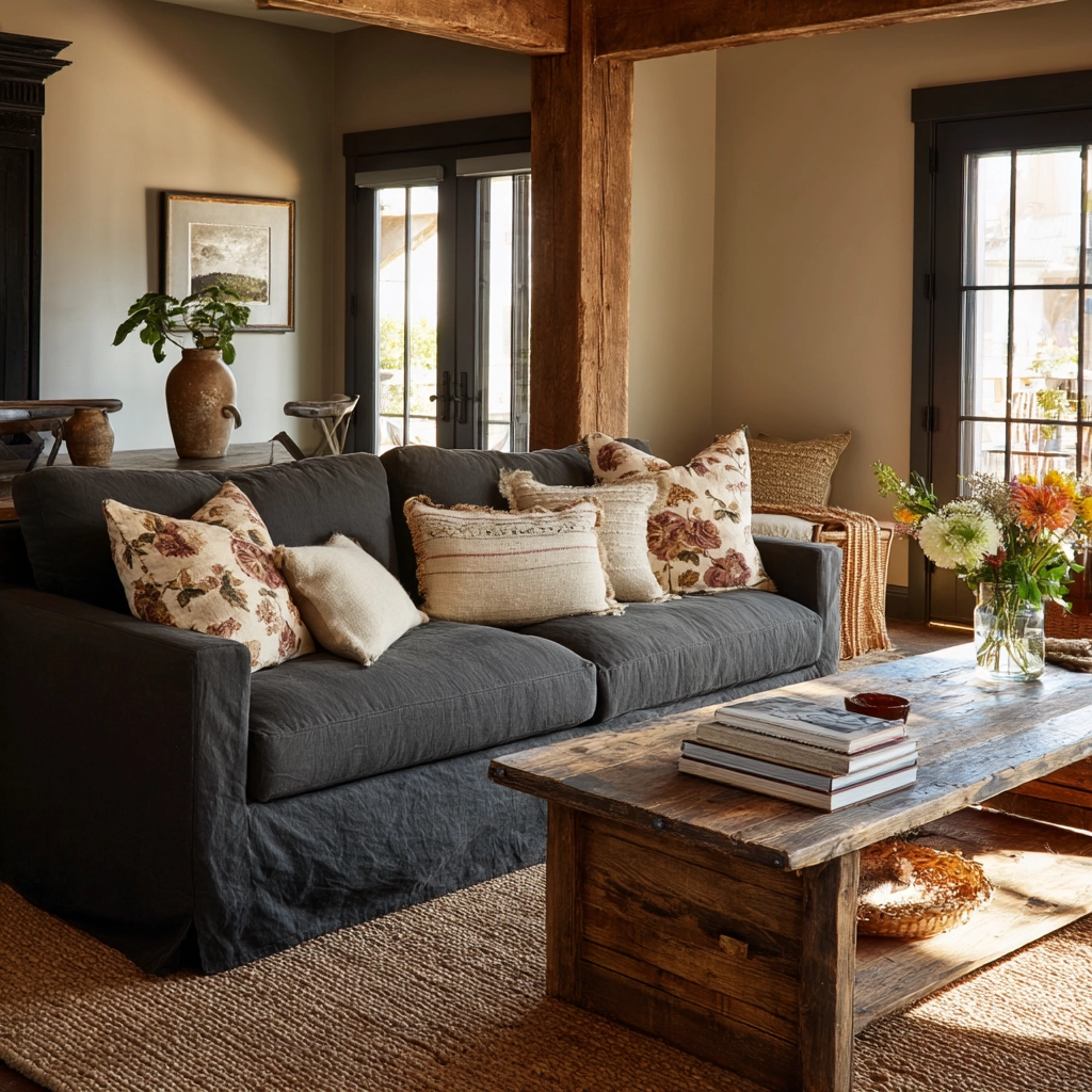 dark grey couch living room 14