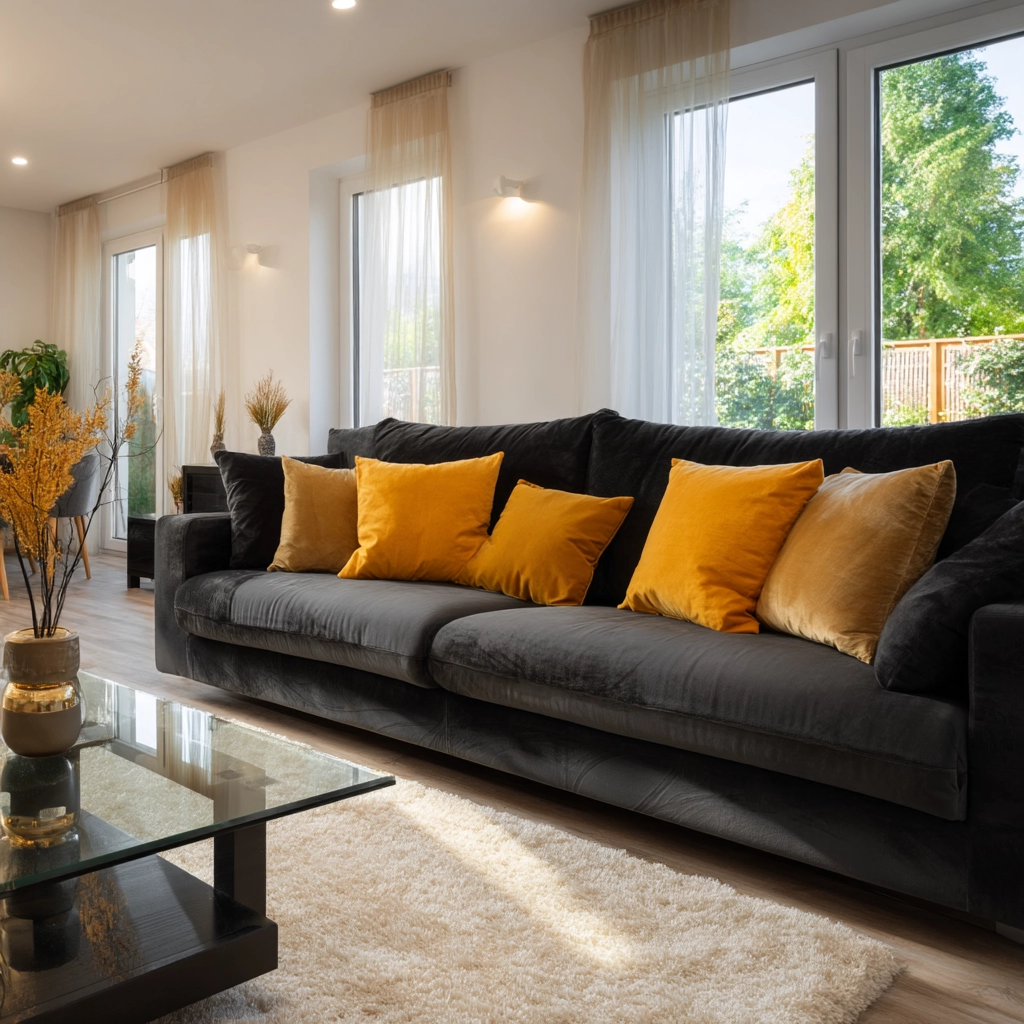 dark grey couch living room 4