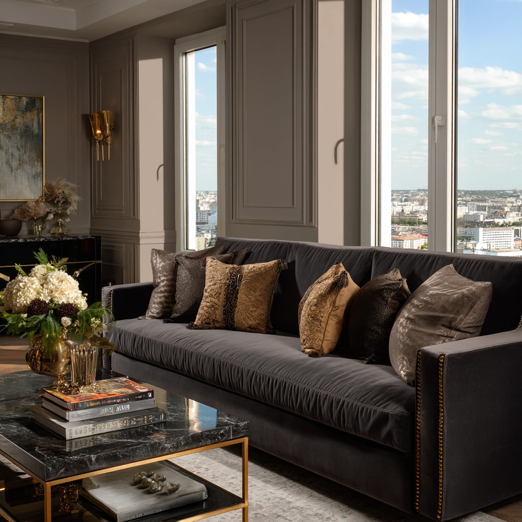 dark grey couch living room 43