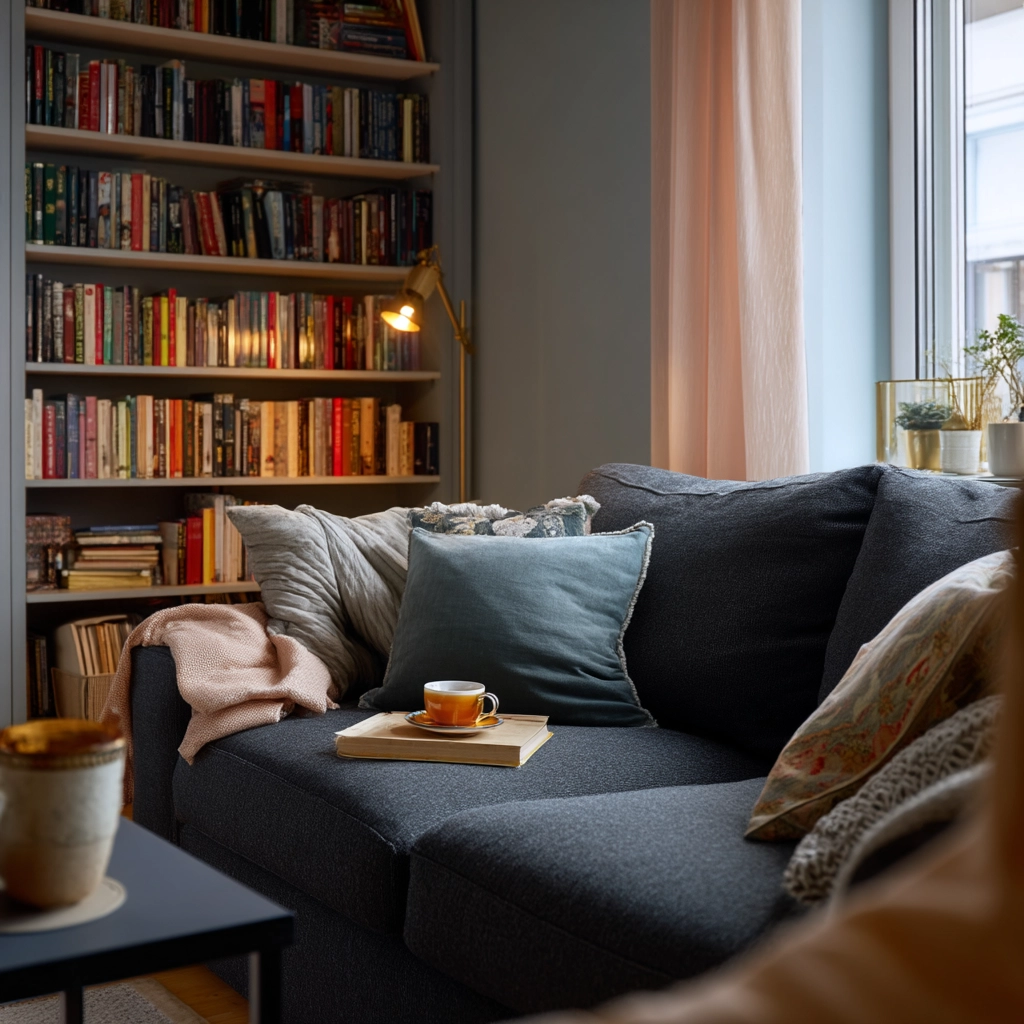 dark grey couch living room 45
