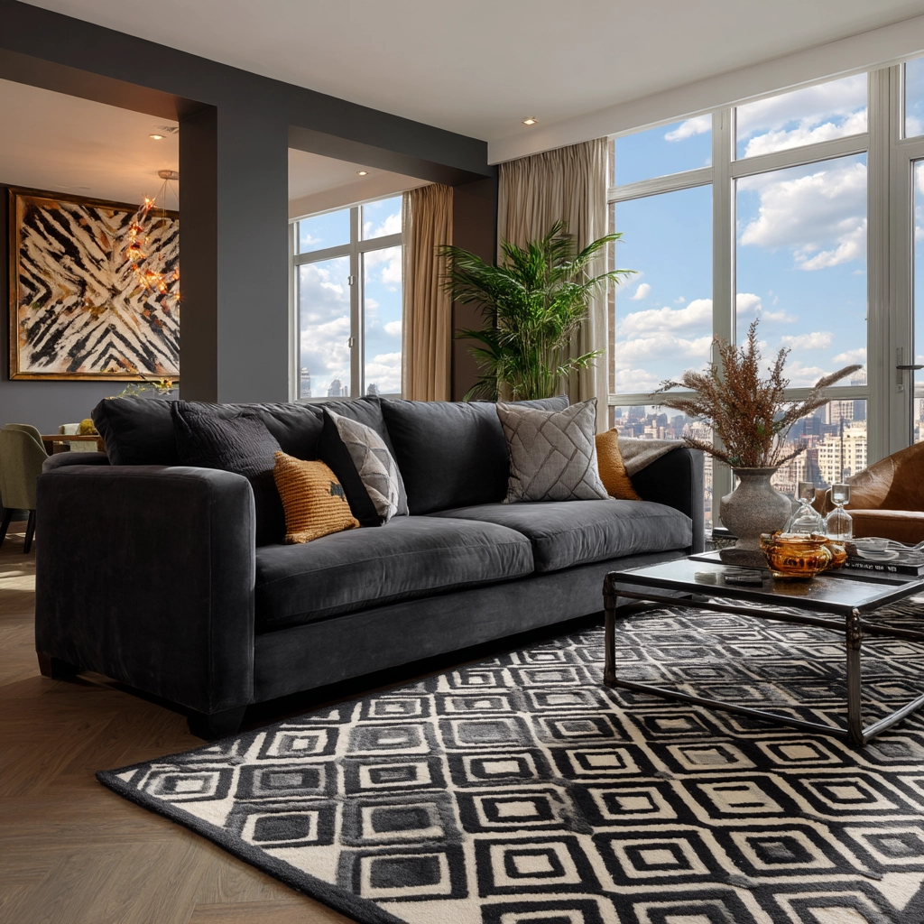 dark grey couch living room 54