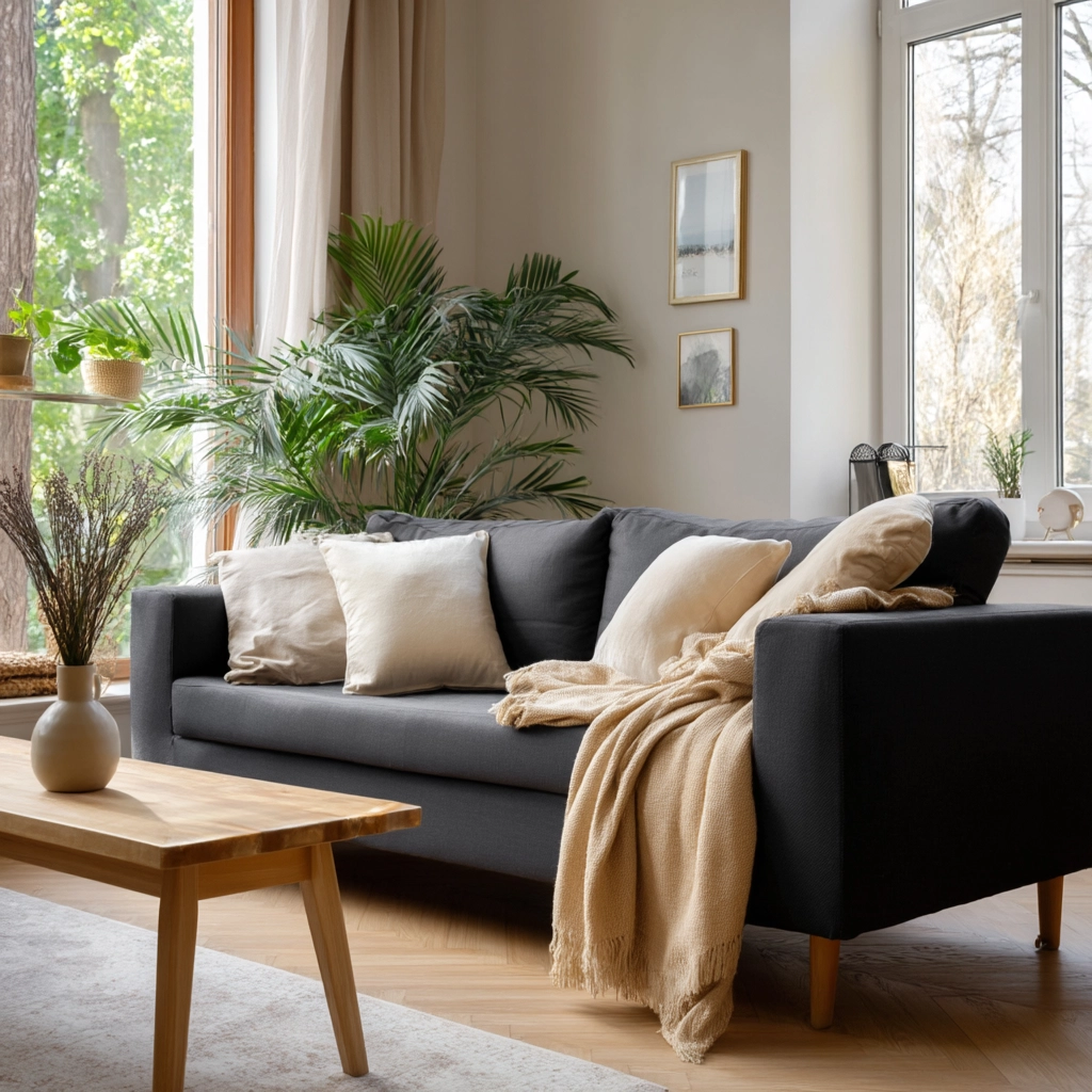 dark grey couch living room 9