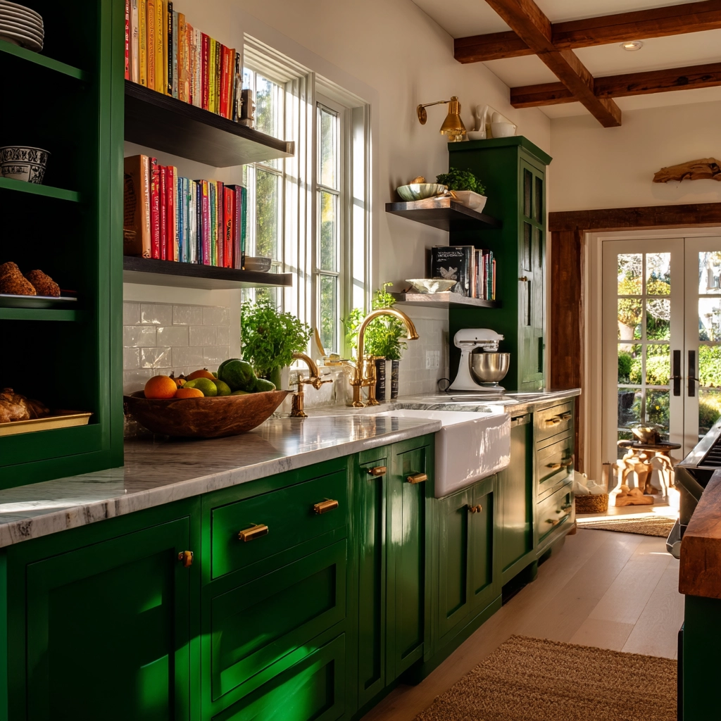 emerald green kitchen cabinets 14
