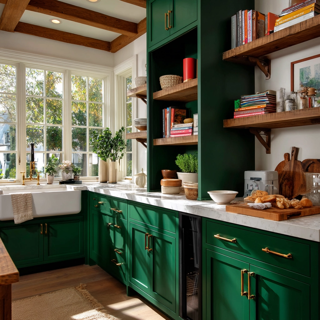 emerald green kitchen cabinets 15