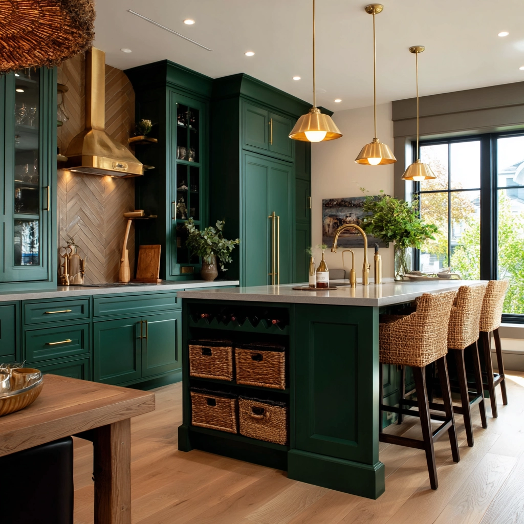 emerald green kitchen cabinets 23