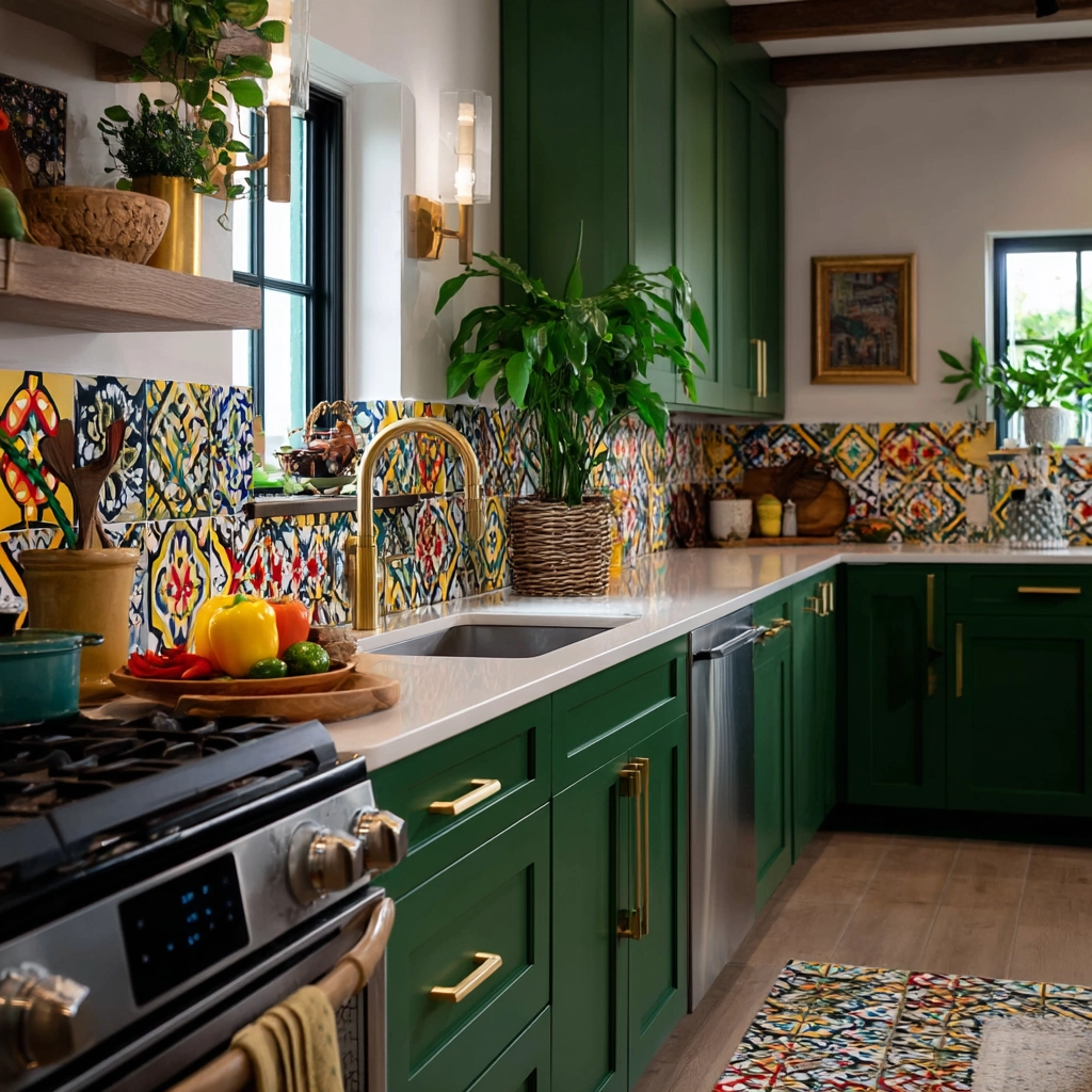 emerald green kitchen cabinets 41